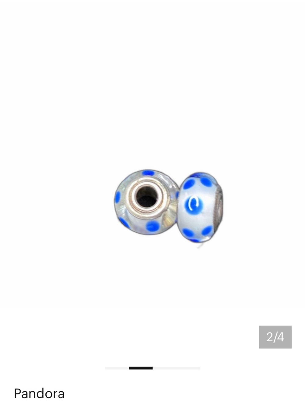 Pandora Clear Glass Bead with Bright Blue Polka Dots